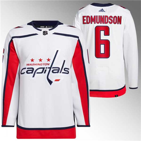 Mens Washington Capitals #6 Joel Edmundson White Stitched Jersey->washington capitals->NHL Jersey